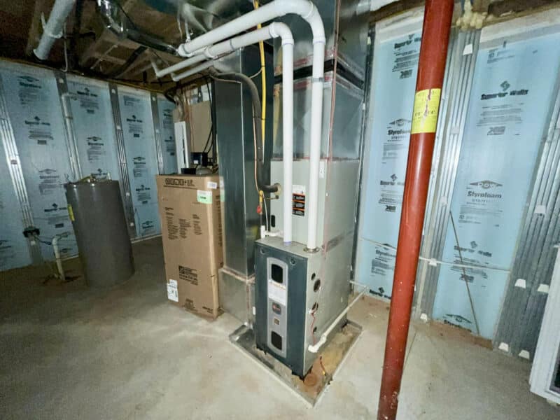 Basement furnace and HVAC unit.