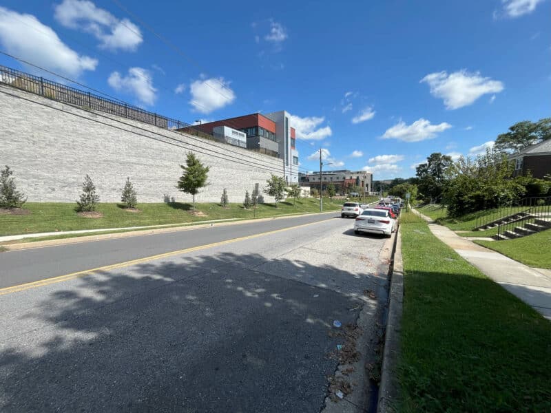 Streetscape near 1625 Argonne Drive showing proximity to Northwood Commons.