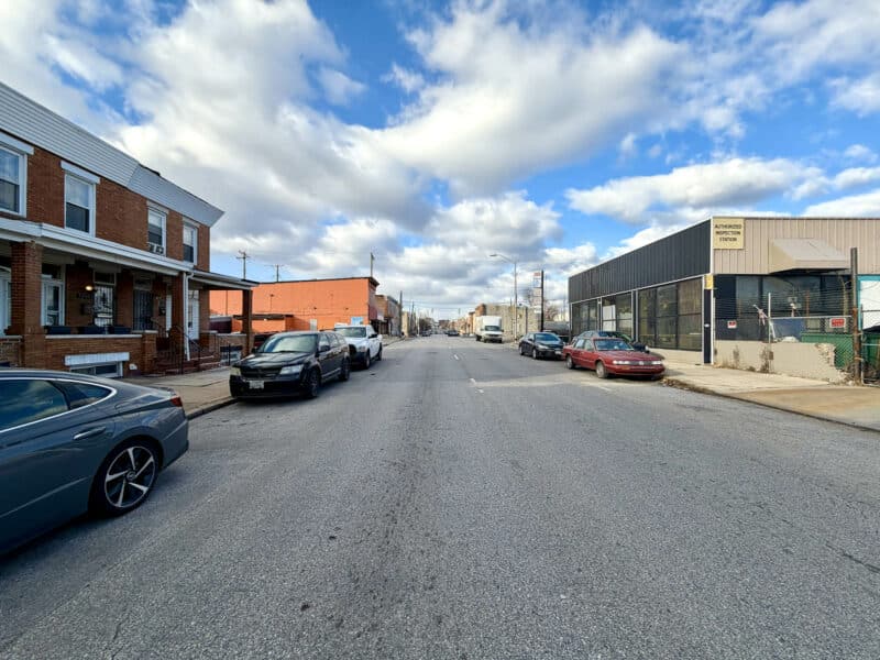 Mixed residential and commercial neighborhood near E. Madison Street in Baltimore