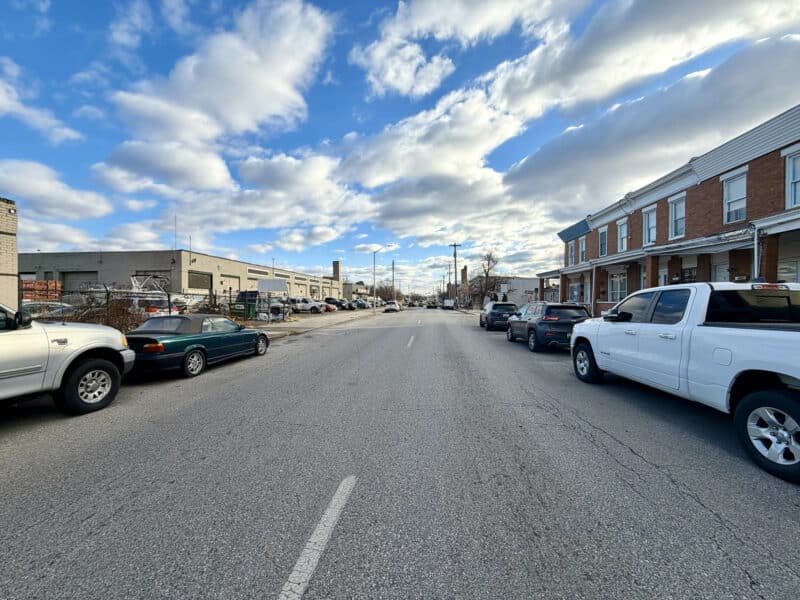 Mixed residential and commercial neighborhood near E. Madison Street in Baltimore