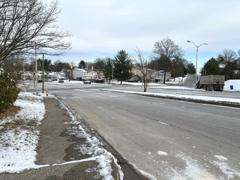 Intersection view near 3615 E. Northern Parkway in Baltimore City.
