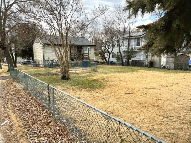 Fenced rear yard at 3714 Pinewood Avenue in Overlea Area, Baltimore City
