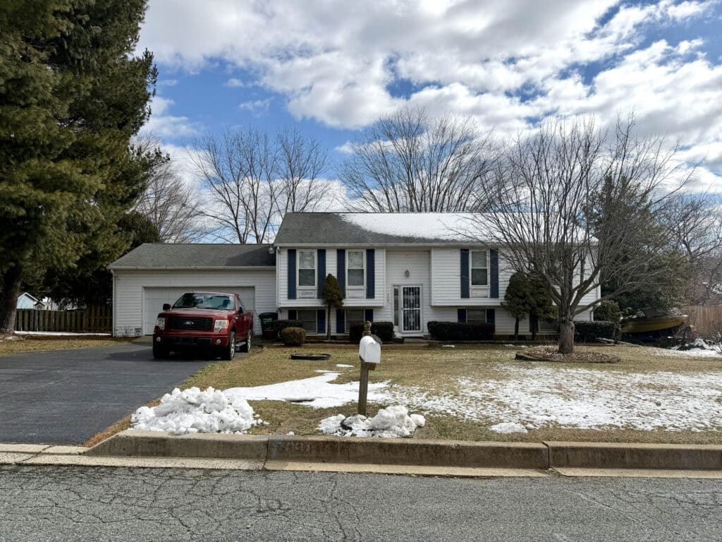 Front view of split-foyer home with attached garage at 709 Paul Drive in Aberdeen Maryland