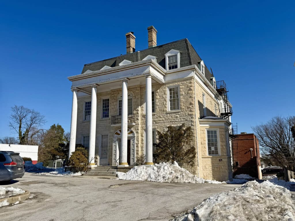 Front exterior of Historic McCabe Mansion multi-tenant commercial building on York Road in Baltimore