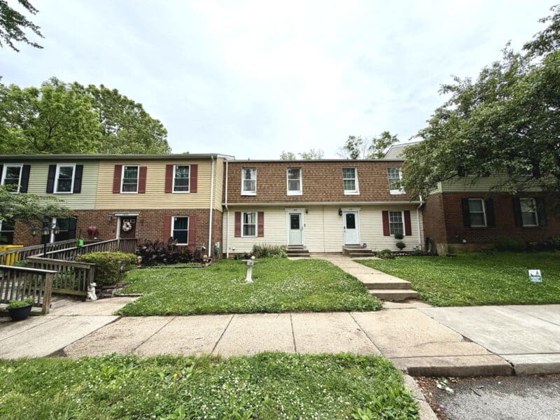 Townhouse condominium row in the Spring Meadows community in Severn, Maryland.