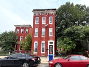 Front exterior of 2540 W. Lombard Street in the Shipley Hill neighborhood of Baltimore, Maryland.