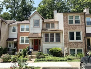 Front exterior of townhouse condominium at 7281 Swan Point Way Unit 15-6 in Columbia Town Center, Howard County