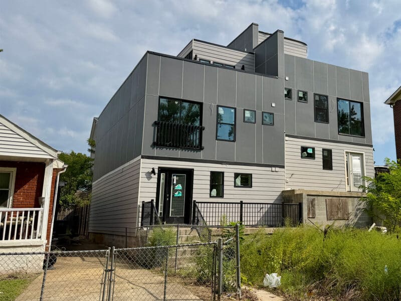Exterior of partially completed three-story townhome at 5302 F Street SE, Washington, DC